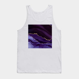 Watercolor Agate in Purple Haze Faux Gold Glitter Veins Tank Top